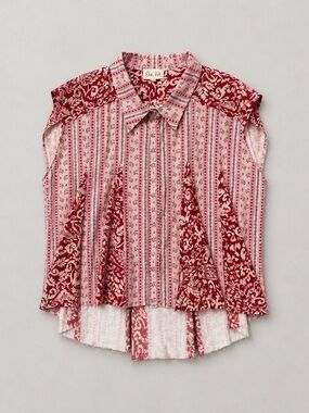 Oli & Hali Pink and Red Mixed-Print Button Shirt